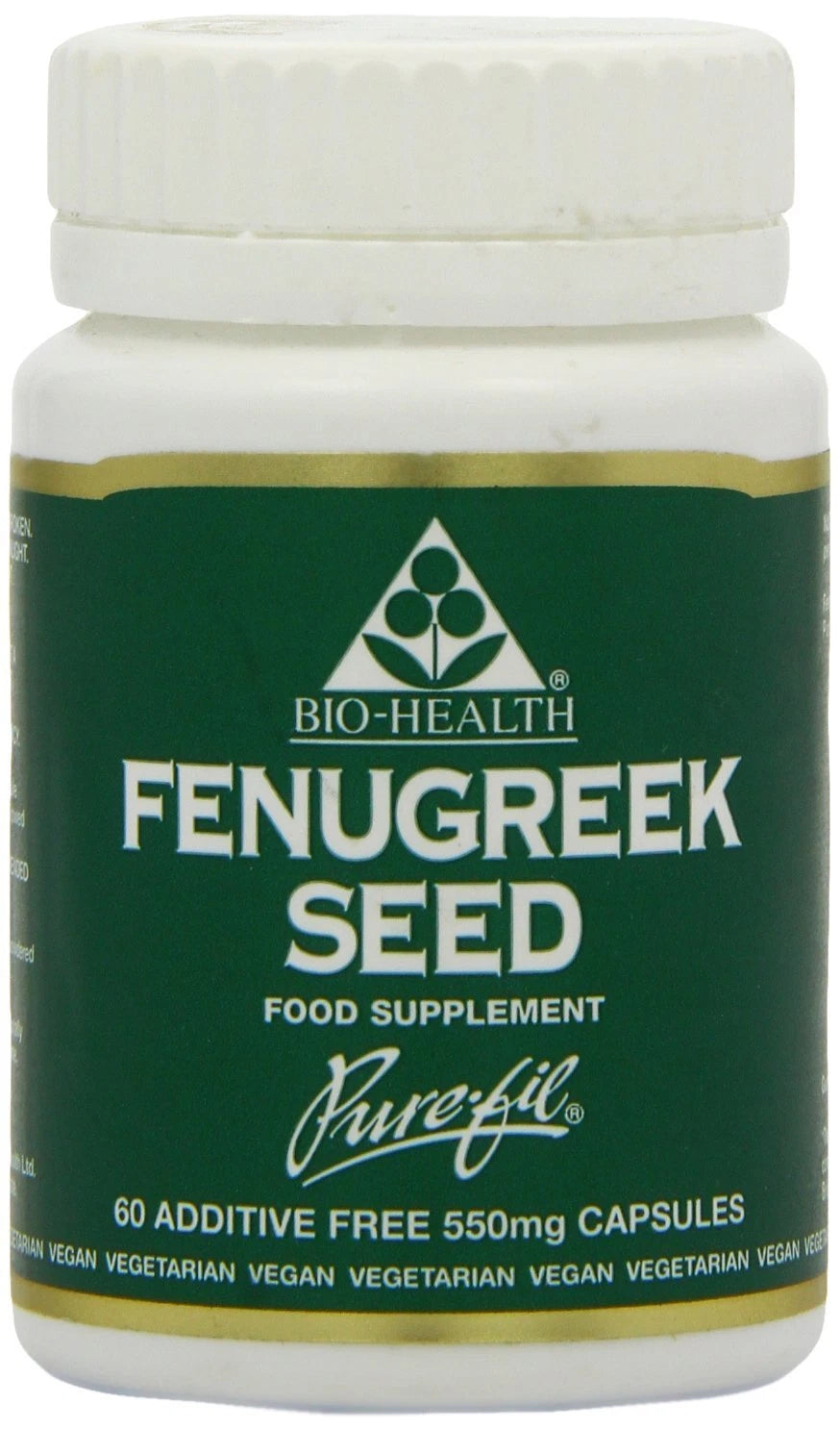 Bio-Health Fenugreek Seed 550mg capsules bottle vegan herbal supplement 60 capsules