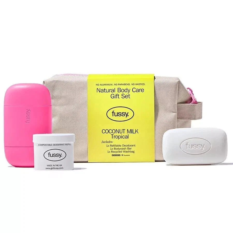 Fussy Coconut Milk Tropical Natural Body Care Gift Set deodorant body wash gift collection