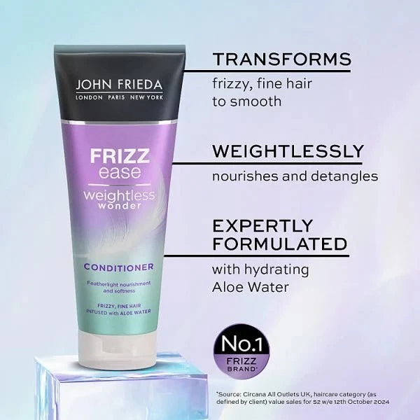 John Frieda Frizz Ease Weightless Wonder conditioner aloe extract 250ml tube product information
