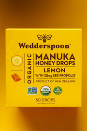 Wedderspoon Organic Manuka Honey Drops with Propolis - 60 Drops