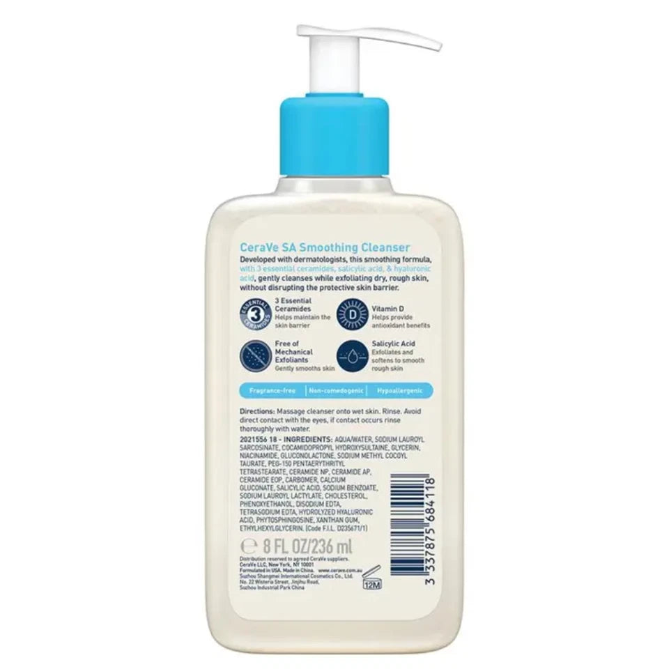 CeraVe SA Smoothing Cleanser barcode on fragrance free cleanser bottle 236ml