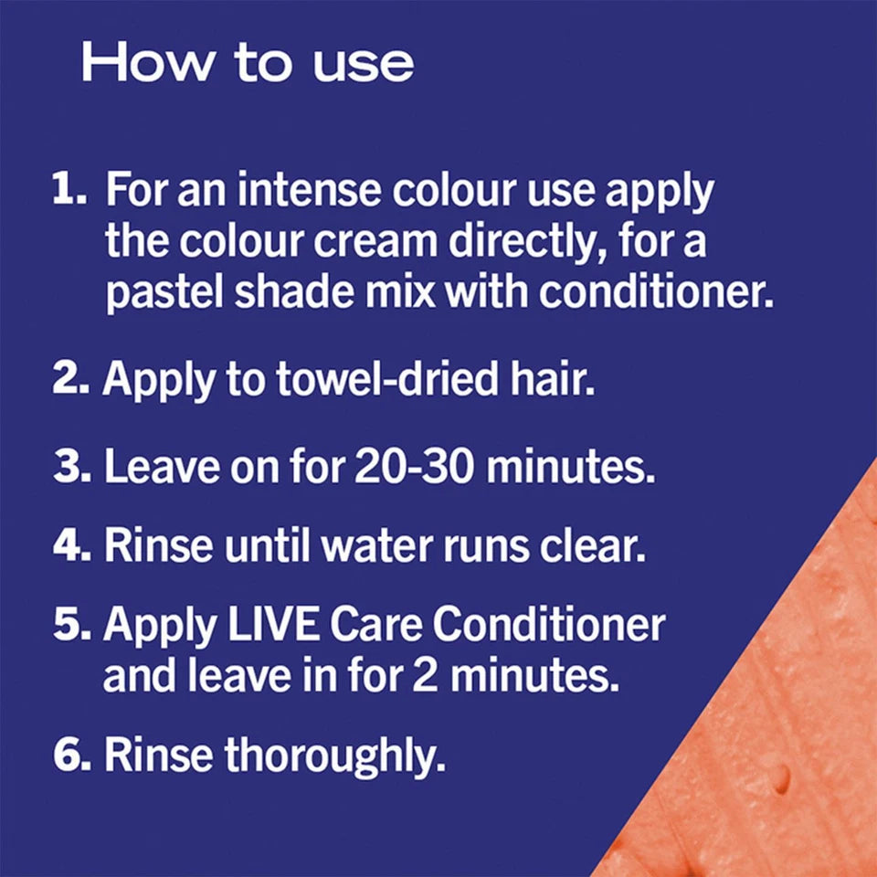 Schwarzkopf LIVE Ultra Brights 085 Vibrant Orange hair dye kit application instructions