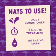 Aussie 3 Minute Miracle Moist Deep Treatment usage instructions on conditioner bottle 225ml
