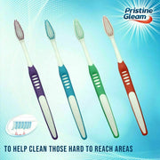 Pristine Gleam Medium Bristle Toothbrush Set 4 Pack with 3 Covers