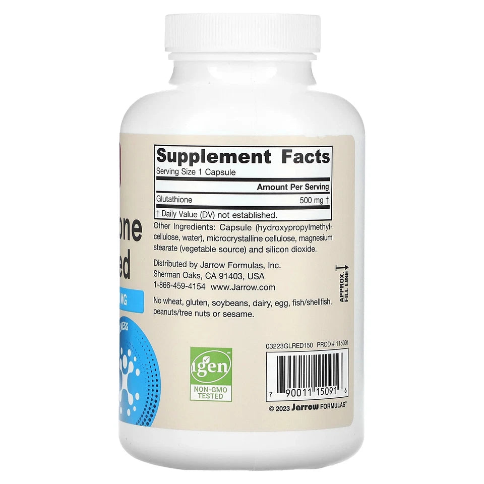 Jarrow Formulas Glutathione Reduced 500mg 150 Veggie Capsules barcode