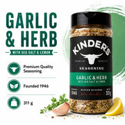 Kinder's Garlic & Herb Seasoning with Sea Salt & Lemon ingredients label 311g
