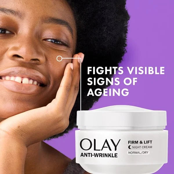 Olay Regenerist Night Cream jar, 50ml, with female on background.