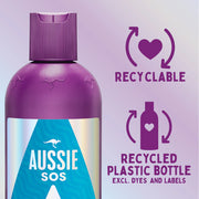 Aussie SOS Soothe & Hydrate Shampoo 300ml used during a daily haircare routine