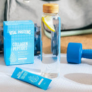 Lifestyle/use image: Vital Proteins Collagen Peptides sachets unflavoured 10 pack 10g each lifestyle use