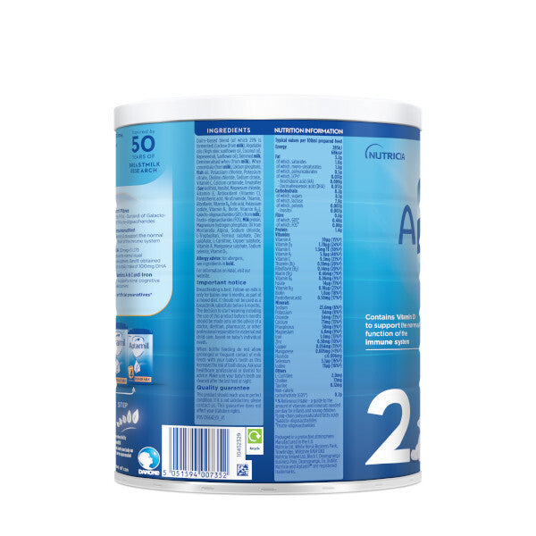 Supplement facts, ingredients & barcode image: Aptamil Follow On Milk 700g ingredient and nutrition label