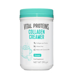 Front image: Vital Proteins Collagen Coffee Creamer coconut powder tub 293g
