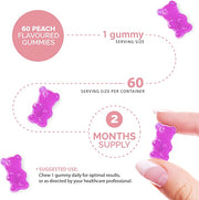 Novomins Biotin Gummies 10000mcg Peach 60 Count natural peach flavour 2 per day gummies